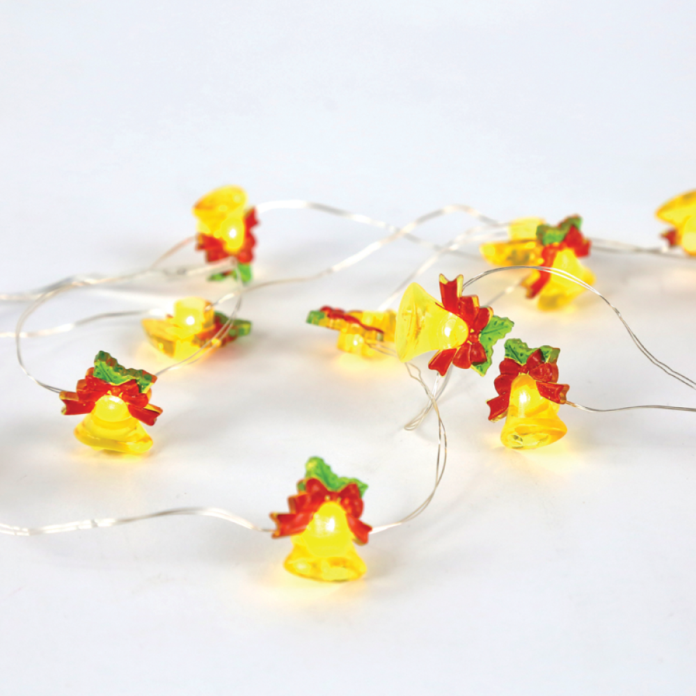 ^ BELL 15 MINI LED ΛΑΜΠΑΚ. ΣΕΙΡΑ, WW, ΑΣΗΜΙ ΚΑΛΩΔ. ΧΑΛΚΟΥ, MΠΑΤ. (2ΑΑ),IP20, 140+30CM ΔΙΑΦ ΚΑΛ  -X07151101